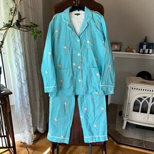 PJ Salvage Extra Dirty Martini cotton flannel pajama set color Mint size XL